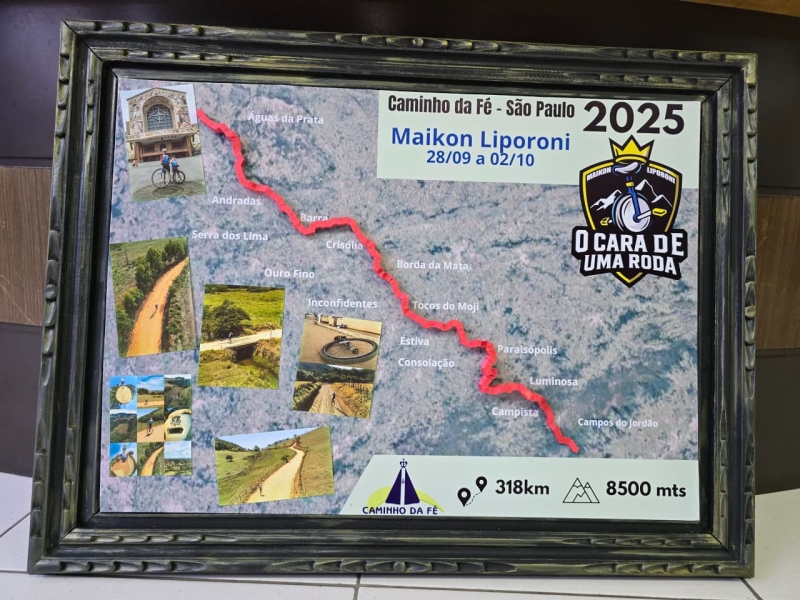 Documentário registra travessia do Caminho da Fé em monociclo por atleta de Ribeirão Pires